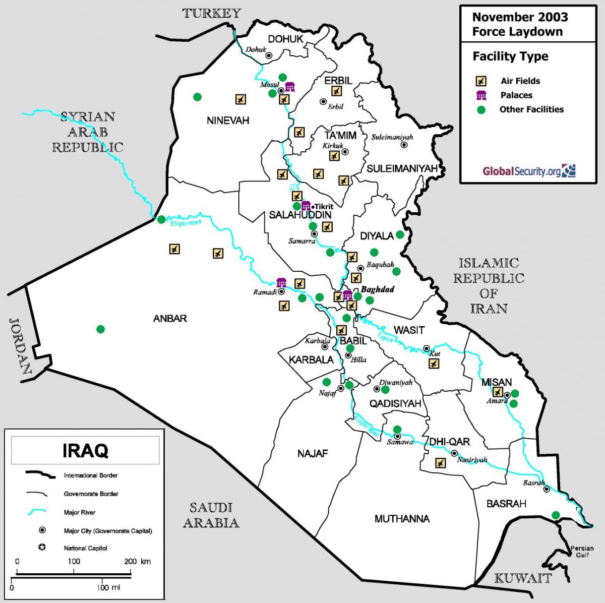 Map of Iraq airports