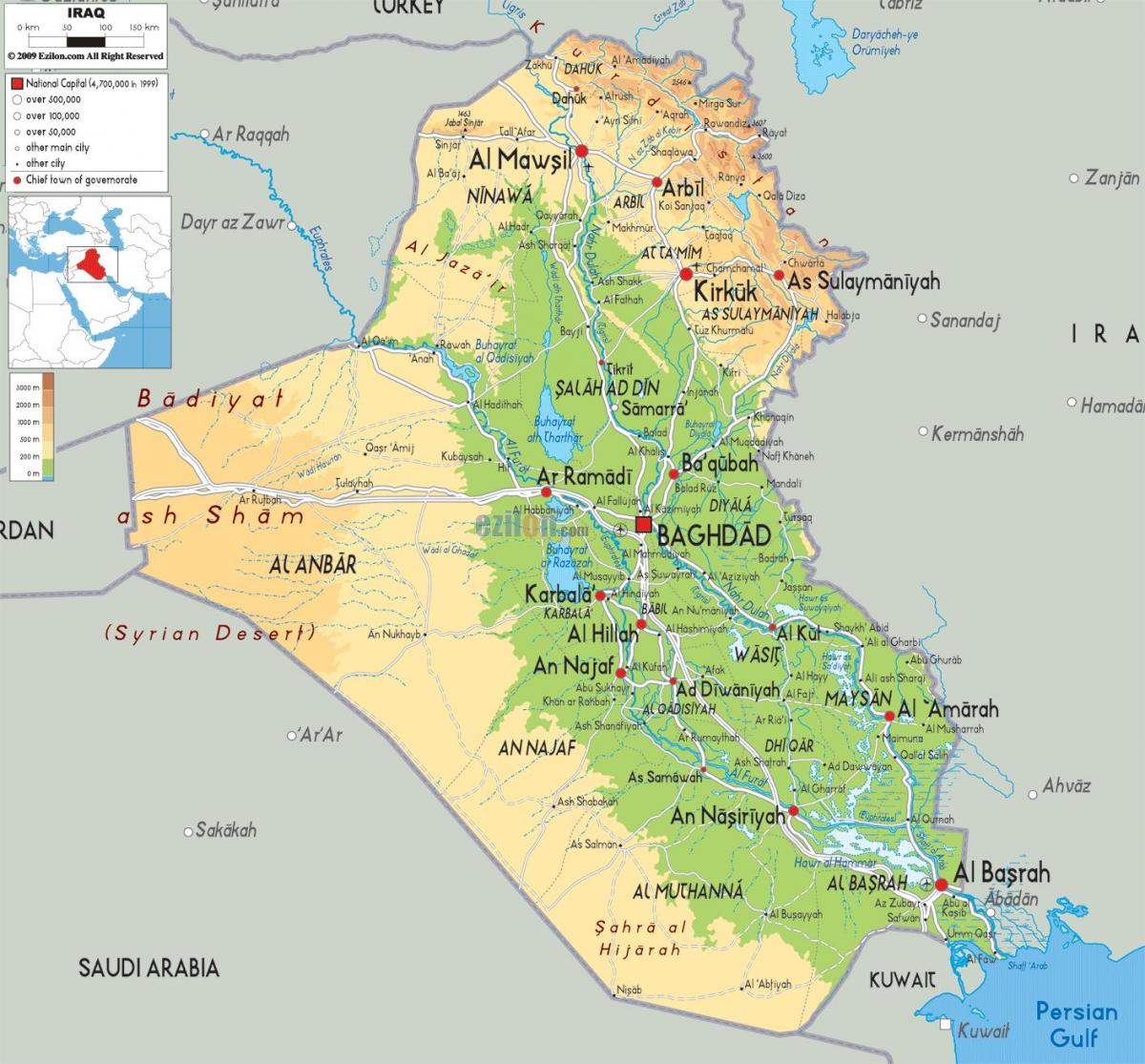 Map of Iraq geography