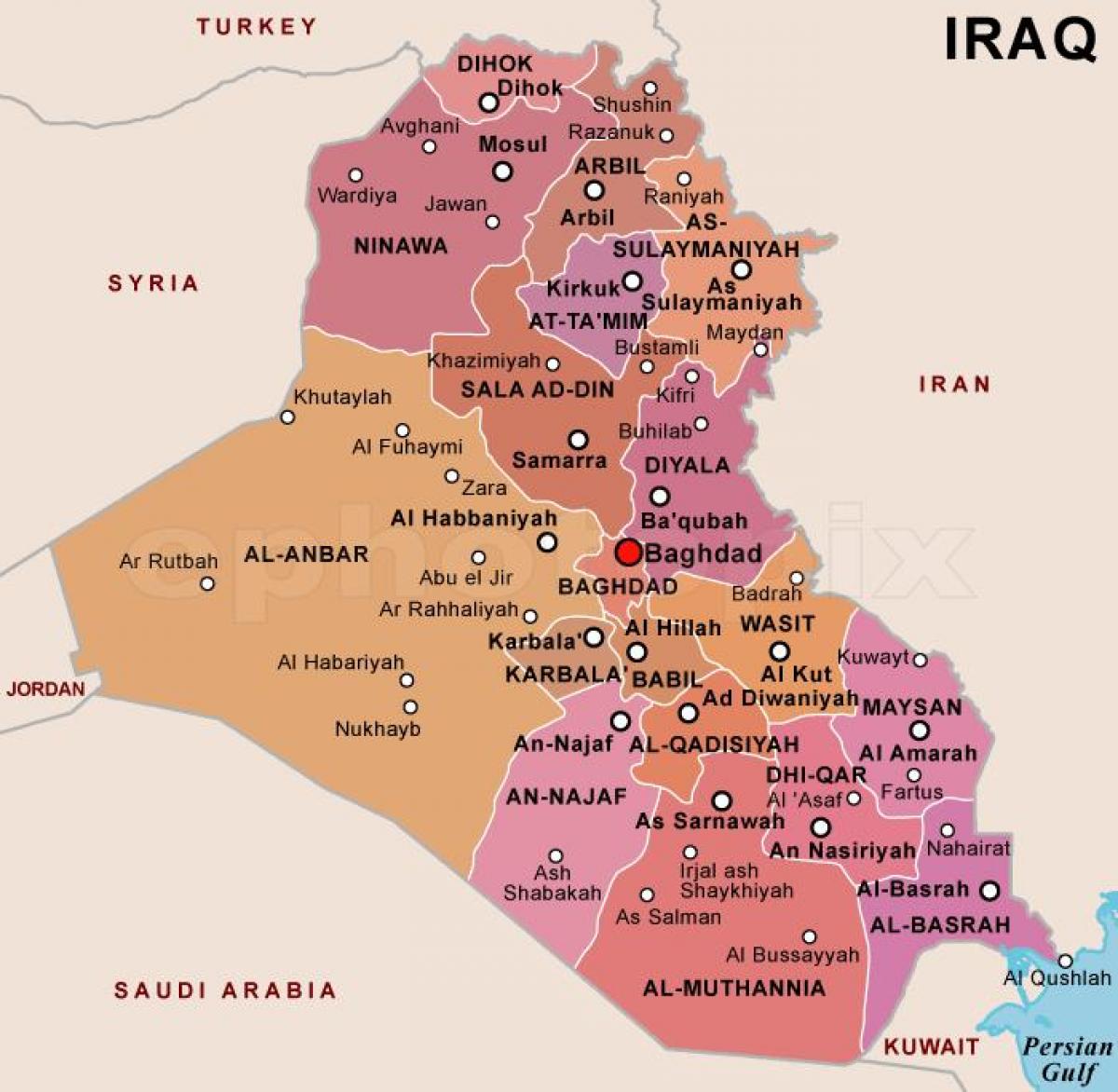 Map of Iraq states
